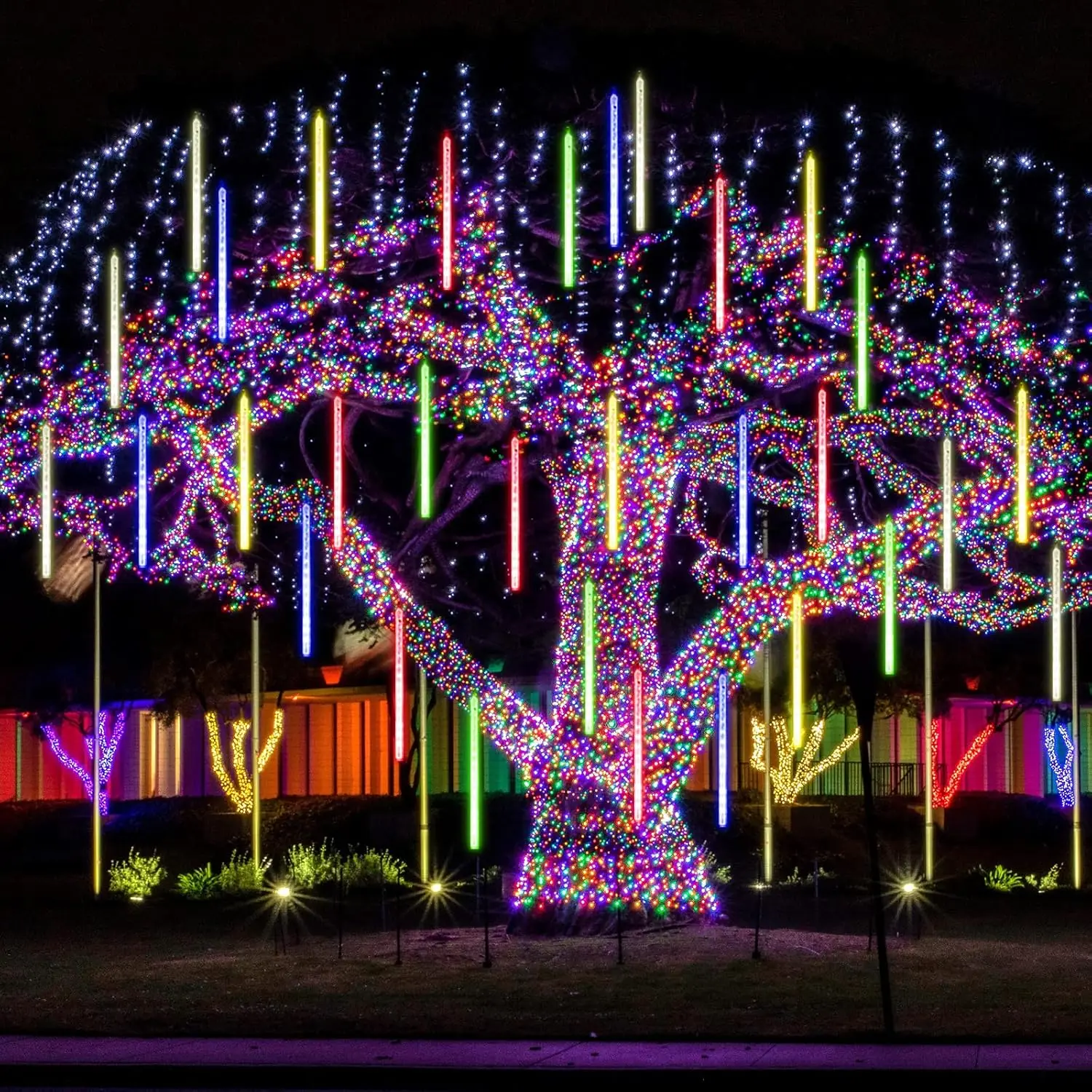 IP65 Водонепроницаемые светодиодные лампы для метеоритного дождя белые сосульки снег падение и сказочные огни ландшафтного ПК материал корпуса