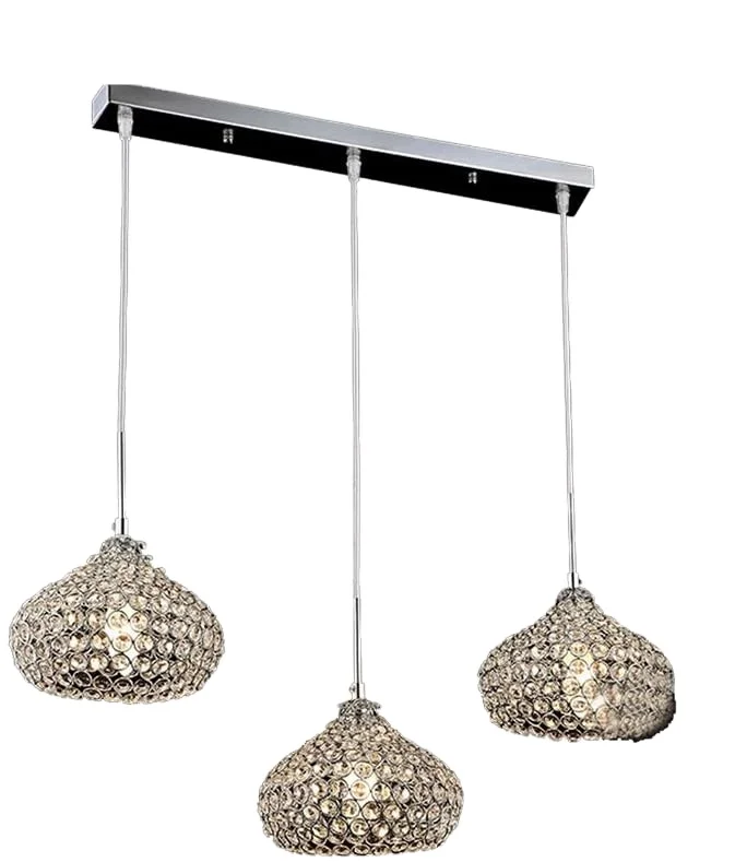 HOOYI  Modern 3 Lights Crystal Pendant Lighting Ceiling Chandelier Lamp for Kitchen, dining room (1600356097190)