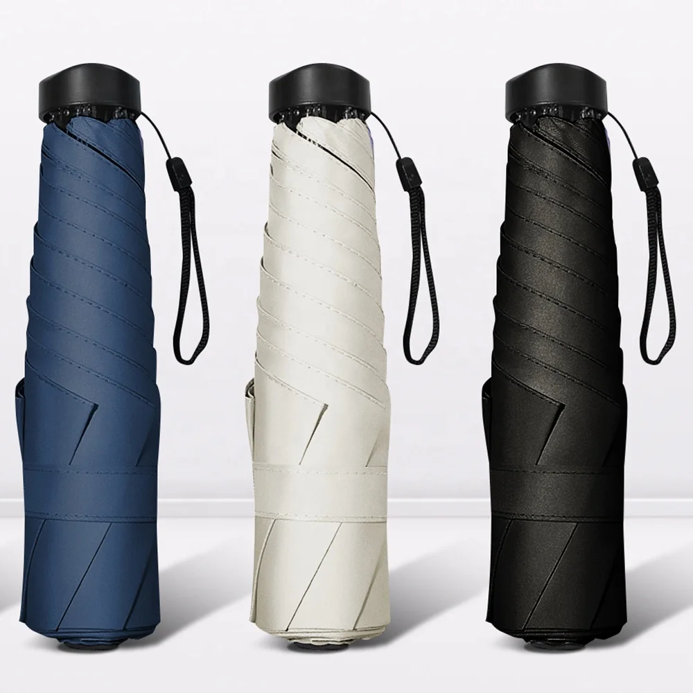 Wholesale Custom Pocket Five Fold Umbrella Manual Light Compact Lady Small Mini Folding Umbrella sun and rain