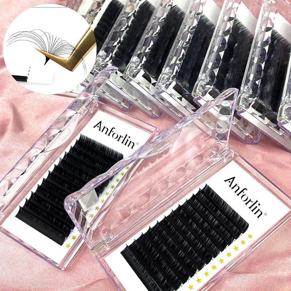 Best dark matte cashmere individual eyelash extension vendor lash trays wholesale private label easy fan lash trays
