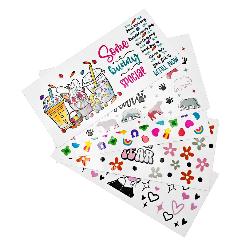 Custom Waterproof Design Decals Vinyl Eco Solvent Transfer Stickers 16oz UV DTF Sticker Cup Wraps Transfers For Glass Cup