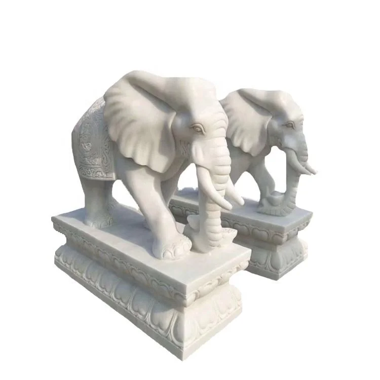 outdoor carved stone marble animal elephant statue