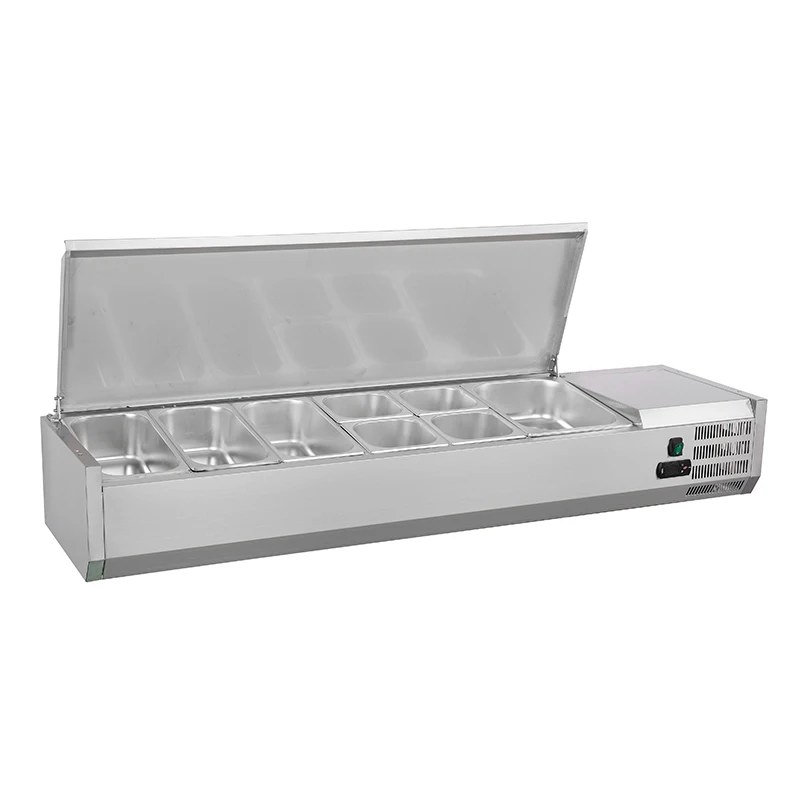 Commercial Pizza Salad Bar Sandwich Counter Display Chiller Fridge Top Prep Table Refrigerator