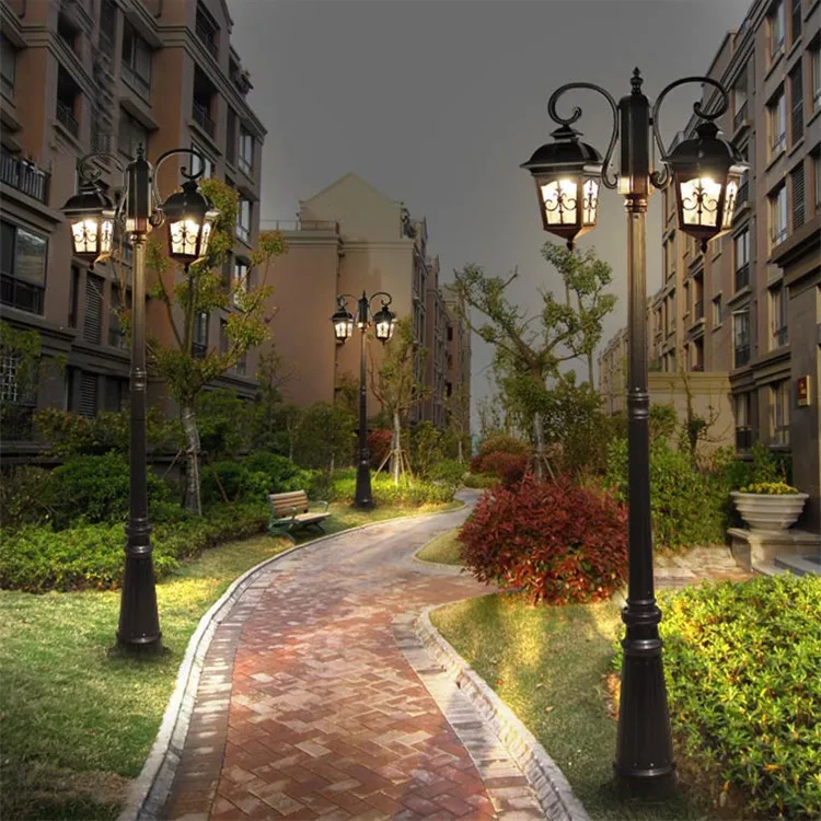 2m 2.5m 3m IP65 E27 Outside Led Garden Lamp Outdoor Aluminium Led Lawn Lamp 220v Bollard Garden Light Pathway Lighting