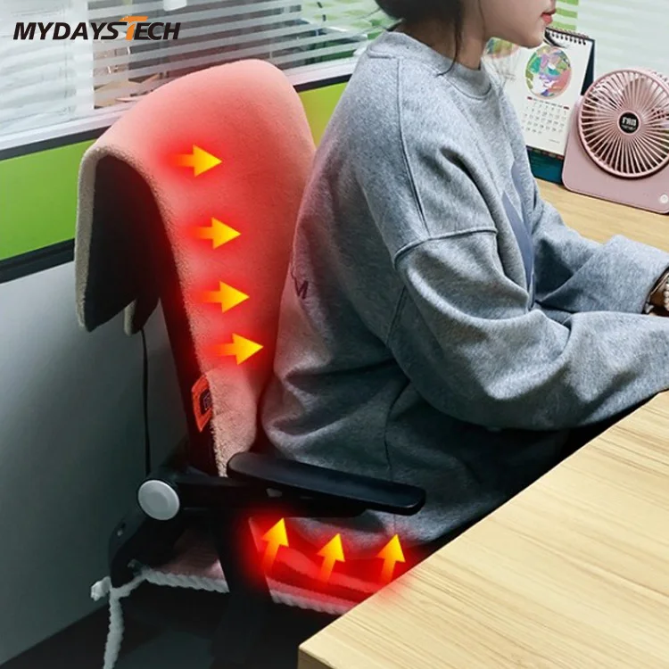 Mydays Tech Outdoor Portable 3 Levels Temperature Setting Heated Sherpa Chair Pad Heated Seat Cushion for Office Outdoor