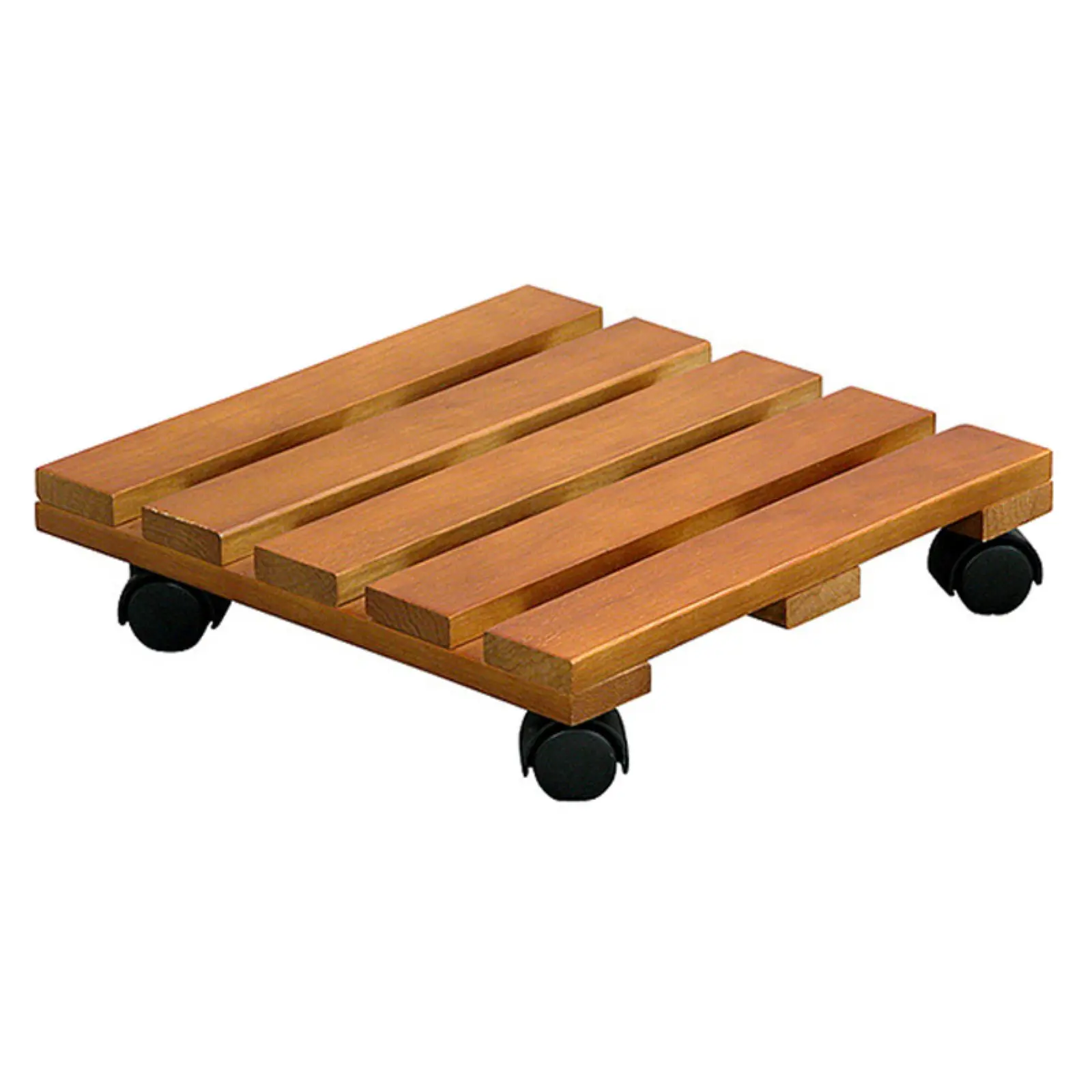 Bamboo Plant Caddy Stand Dolly Planter Trolley Moving Plant Pot Saucer Pallet Dolly Caster with Wheels