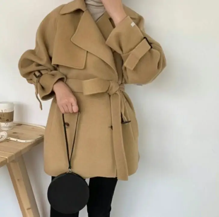 Осенне-зимнее Новое кашемировое пальто женское Короткое шерстяное пальто в западном стиле