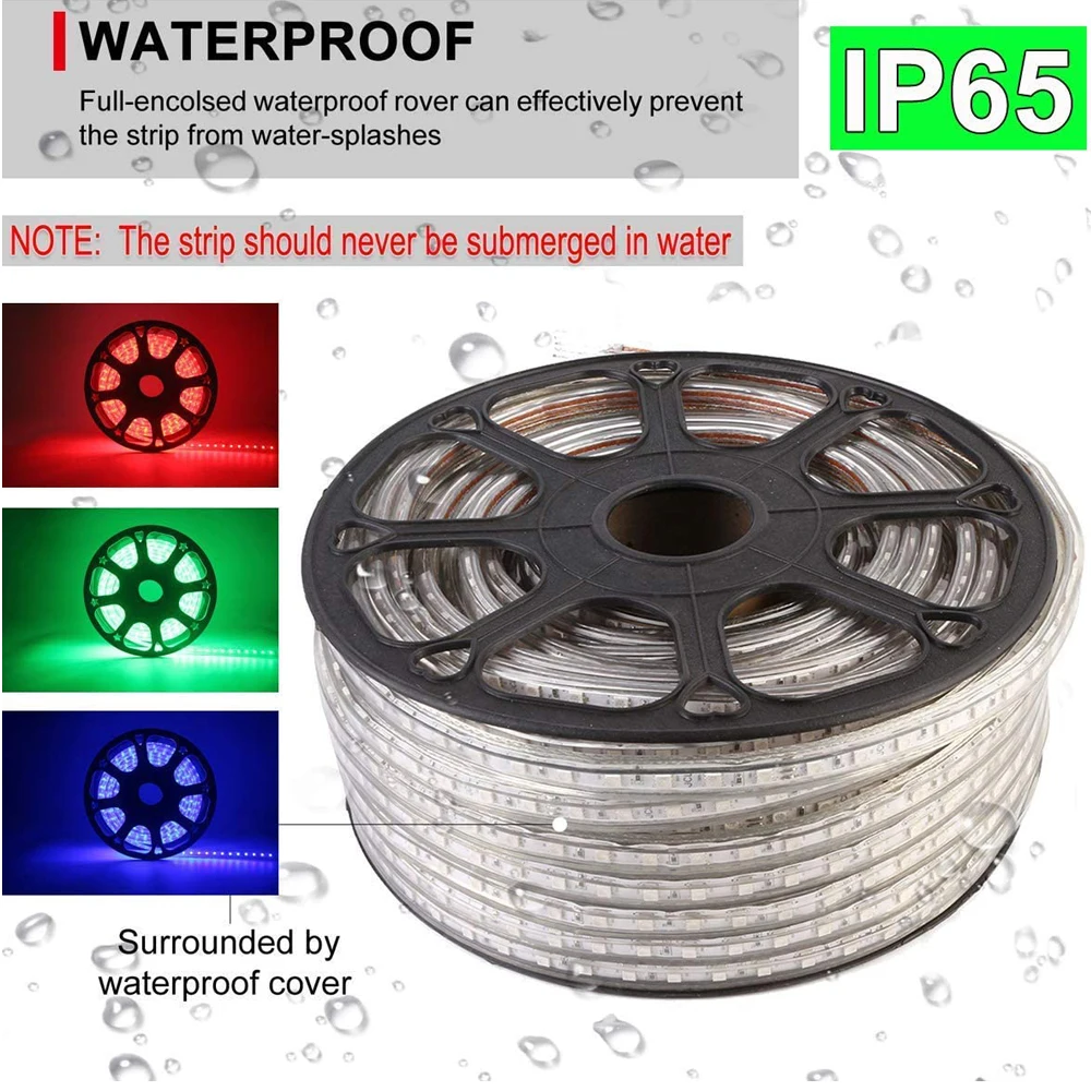 220V 110V Color Changing Strip LED Lights 5050 with Remote Control Waterproof RGB Luces LED for Room Home Party Bedroom