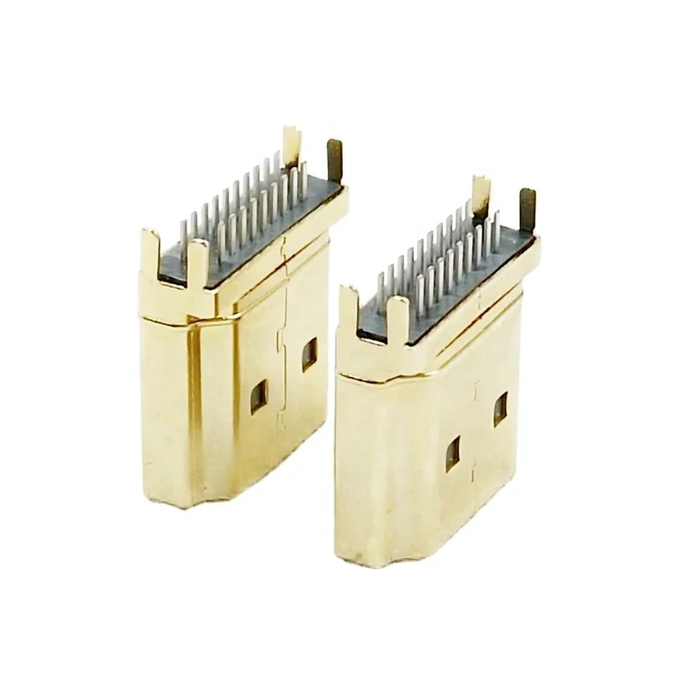 
Gold Plated 19P Straddle PCB Mounting Type A High Definition Multimedia Interface HD-MI Male SMT Connector for PCB 1.6mm 