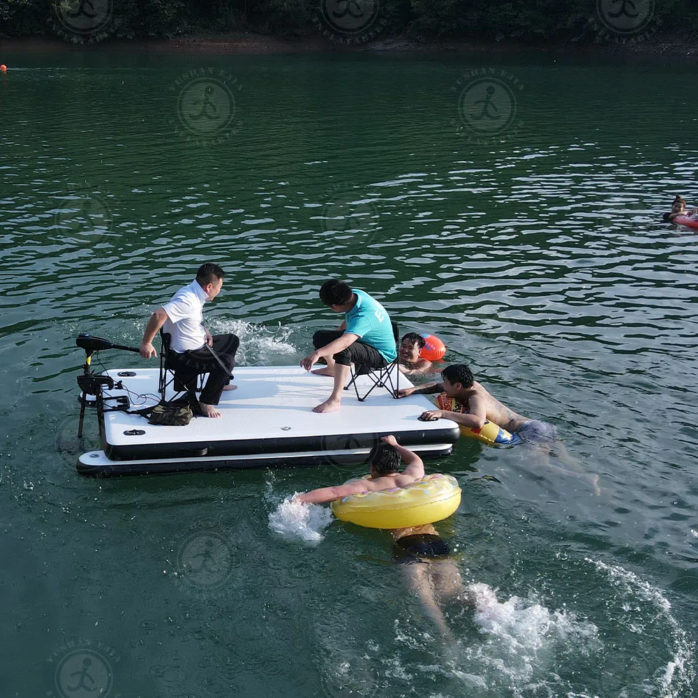 Good Quality Dwf Floating Jet Ski Boat Docks Inflatable Sofa Lounger Pool Inflatable Floating Pontoon Platform