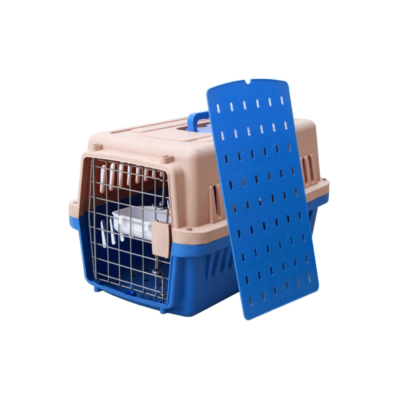  Quality Ventilation Airlines Approved Plastic Removable Durable Cat Dog Carrier Travel Trolley Outdoor Cage Pet Air Shipping