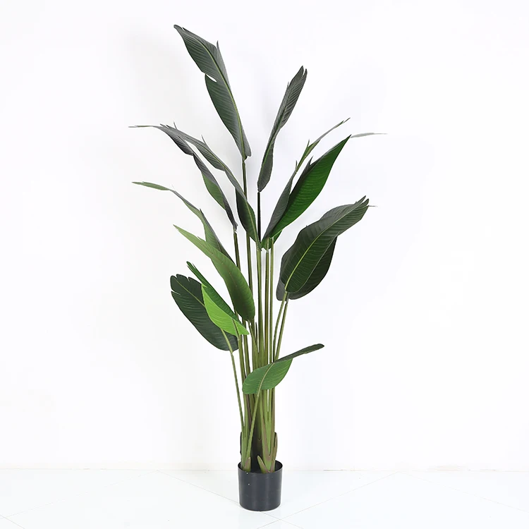 Large Plastic Banana Leaf Green Leaves Artificial Bananas Tree Bonsai Sale Artificial Banana Potted Tree Bonsai