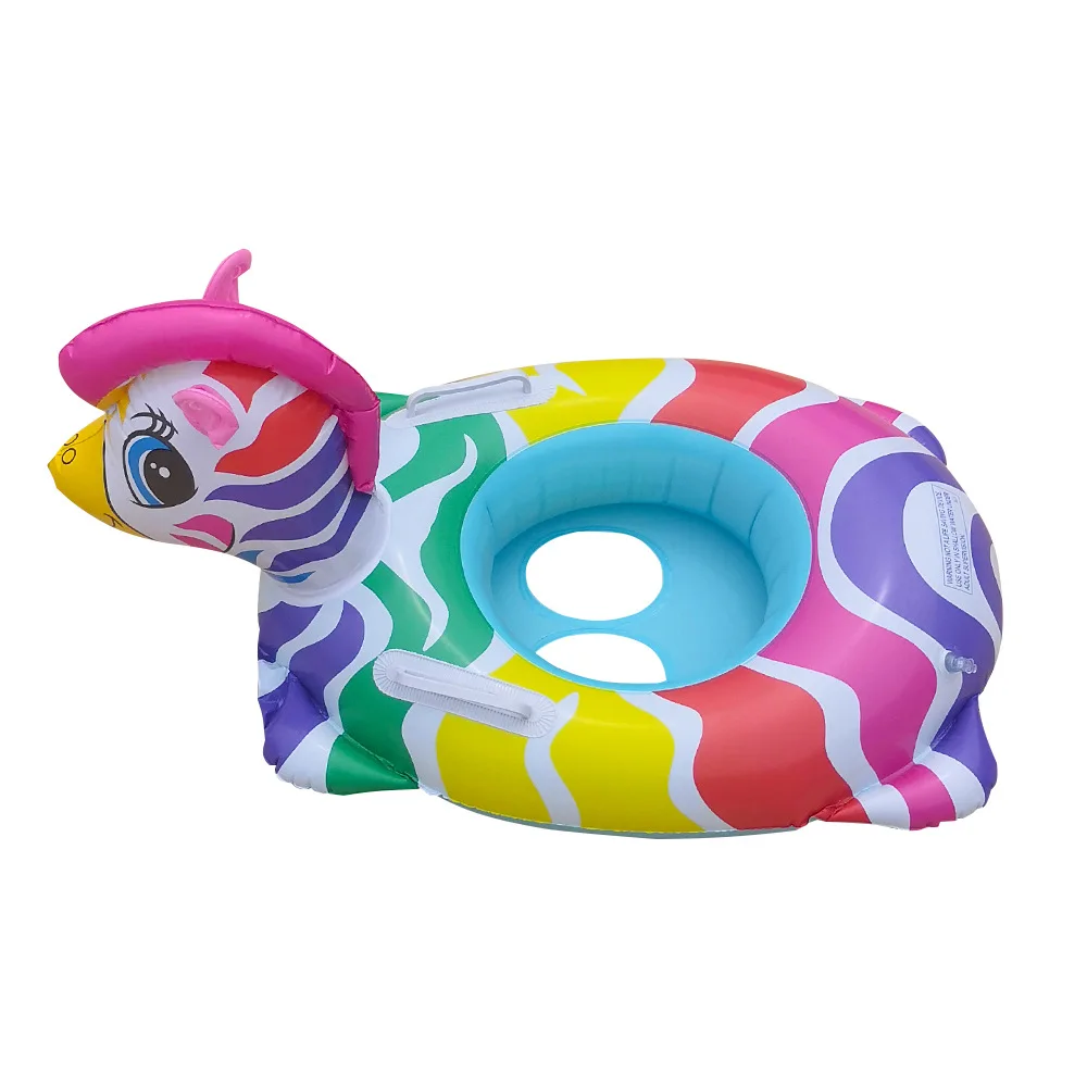 B01 Seasonic baby swim ring inflatable baby swim seats for kids cartoon colorful zebra swim seat ring wth handles