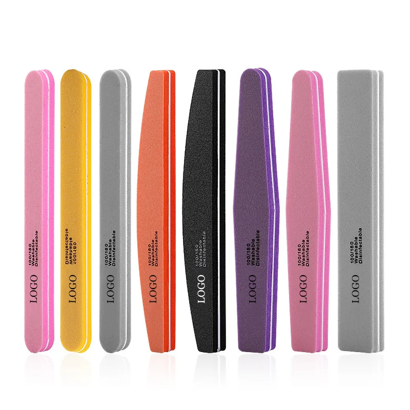Sandpaper File Professional Custom Printed Logo Double Side Disposable Rectangle Nail File 100/180 Grit Sandpaper Nail File