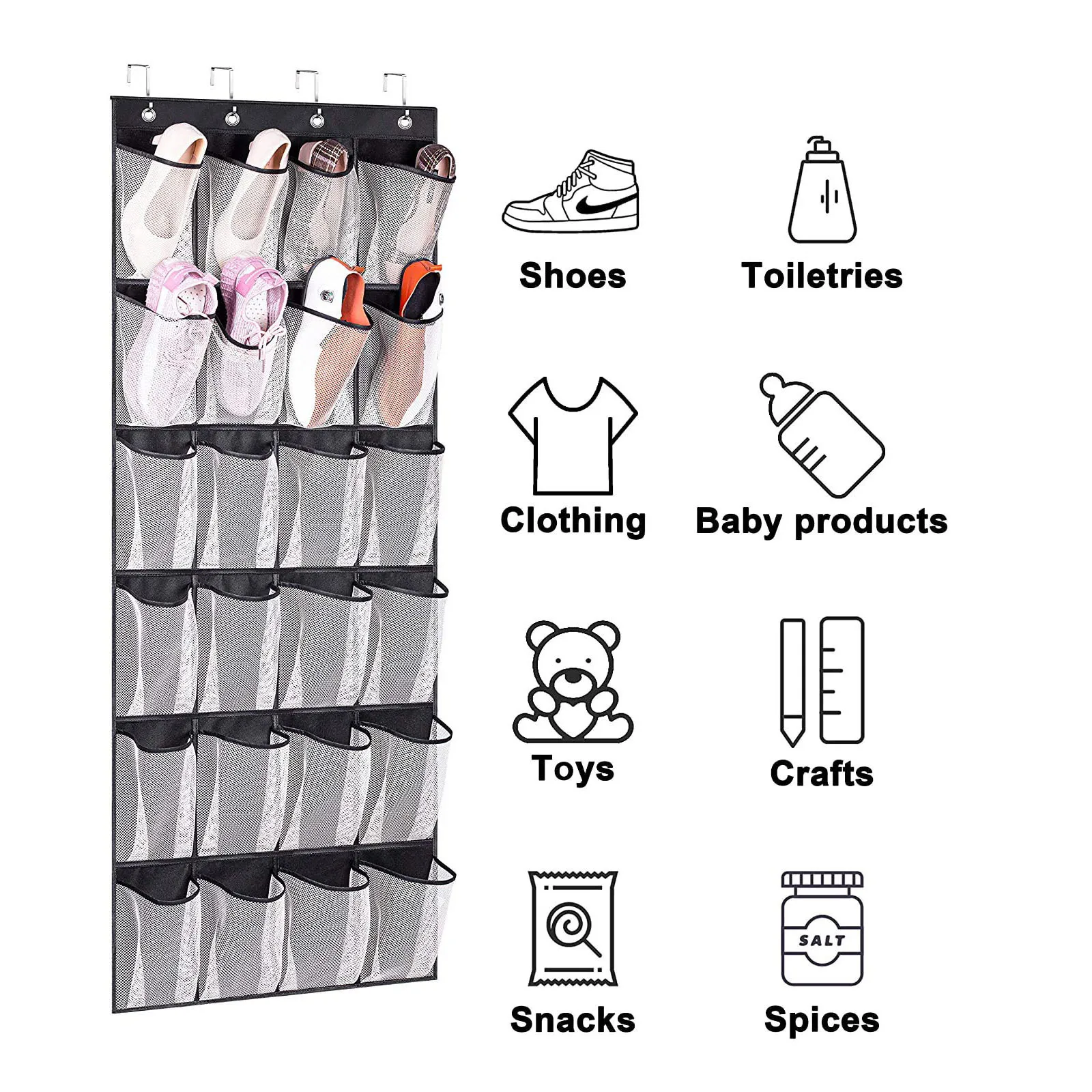 DS4274 Hanging Shoe Rack for Closet Door Storage Shoe Holder Hanger 24 Pockets over the door shoe organizer