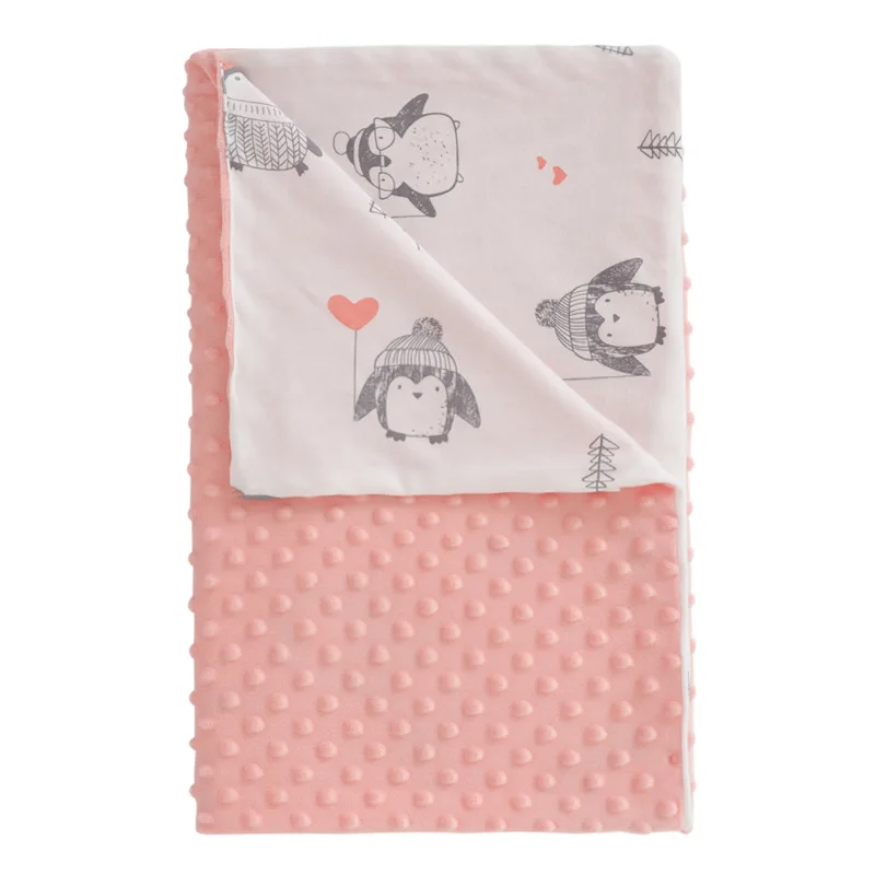 Free Sample Super Soft Kids Fleece Blanket Minky Dot Throws Baby Swaddle Blanket for Kids Cartoon