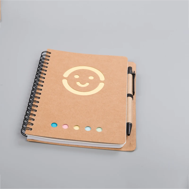 Custom notebook manufacturer recycled paper spiral binding notebook 80 lined sheets with recycled pen