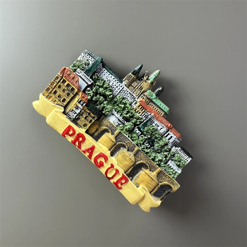 Custom fridge magnets travel Prague Castle and Charles bridge gift Czech souvenirs 3D magnet