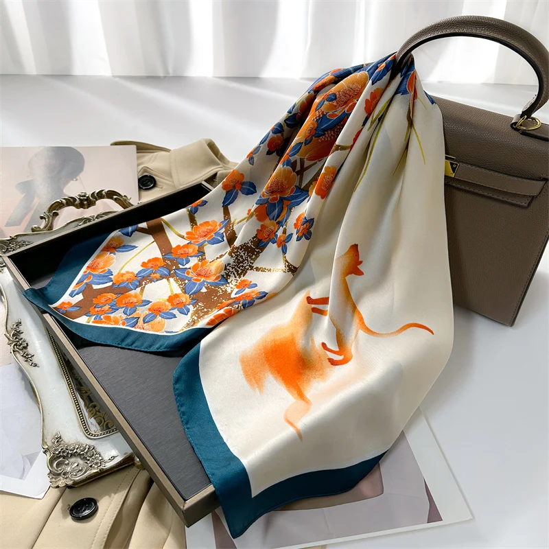 New Head Scarf for Women Printing Designer Styles Bandana Ladies Headscarves Neckerchief Foulard 70cm Square Scarves