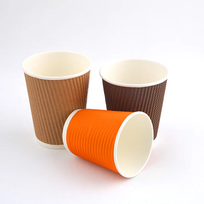cardboard printed logo with lid disposable biodegradable 8 10 12 16oz ripple wall wholesale coffee juice branded cup paper