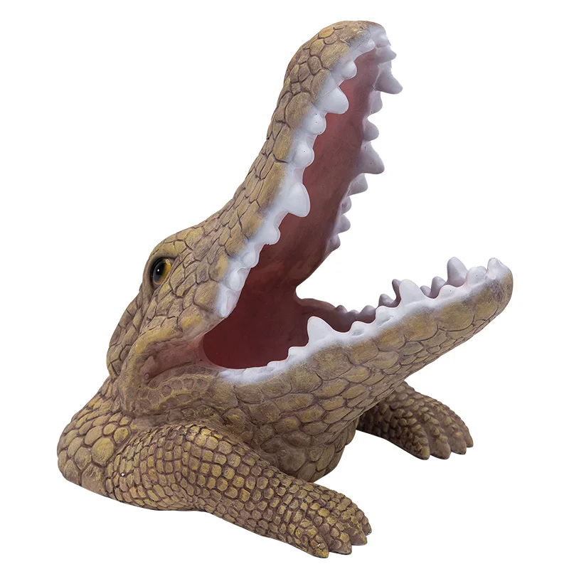 High quality resin cute cartoon animal statues, creative home decoration candy box, gaping crocodile candy basket