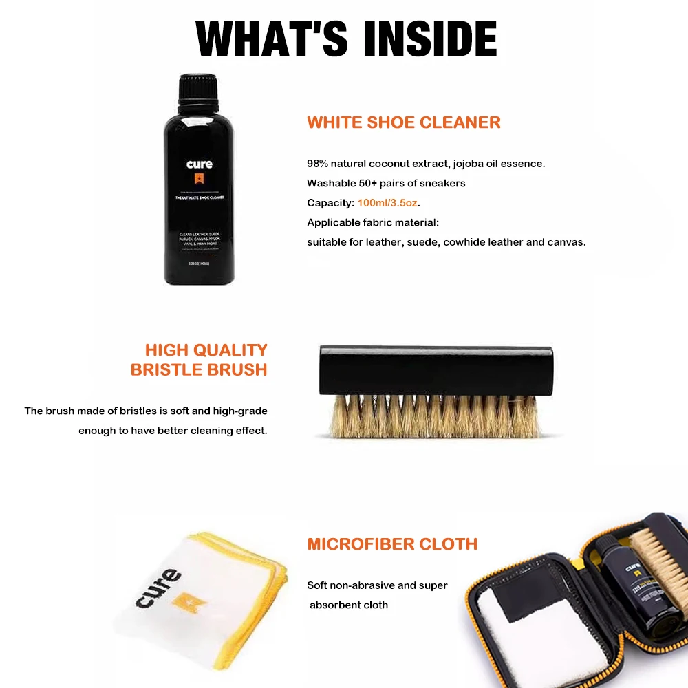 Travel Portable Easy Use Remove Sneaker Stains Shoe Care Cleaning Liquid Kit with Brush