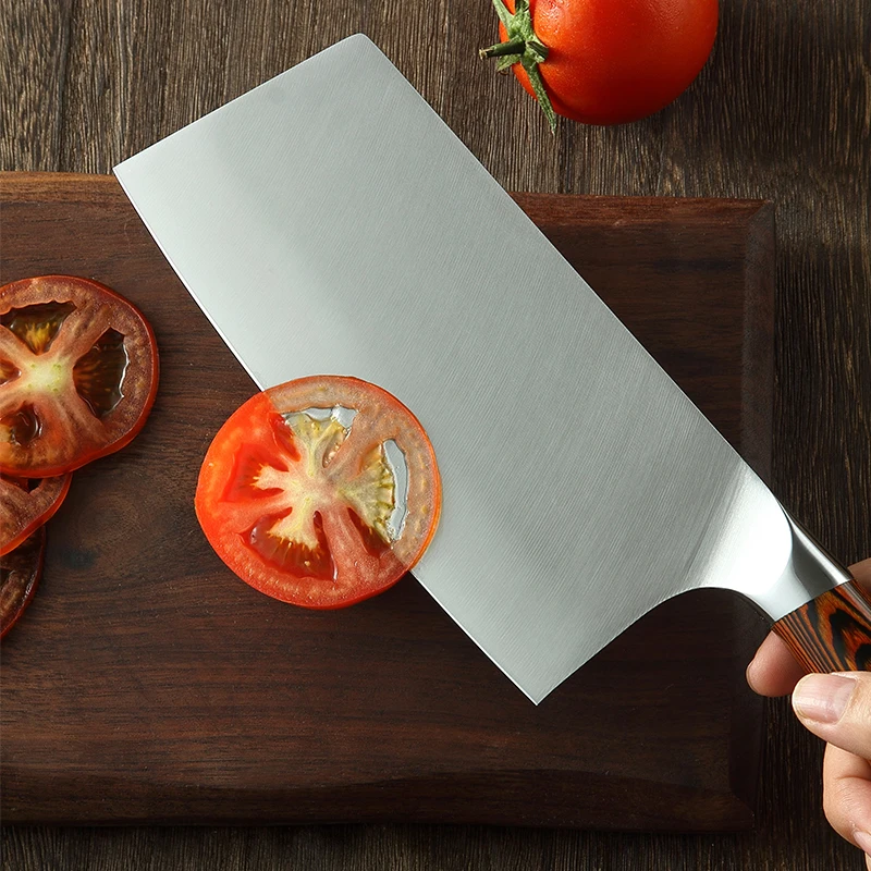  Stainless Steel Knife Kitchen Wooden Handle 7 inch Butcher Cleaver Cutting Vegetable Meat