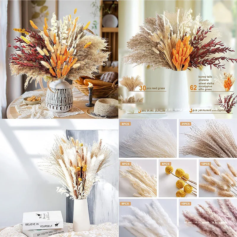 Natural Bouquet Fluffy Dry Flower Wholesale Decorative Vase Pampas Grass Flower Pompous Grass Dried Pampas Grass