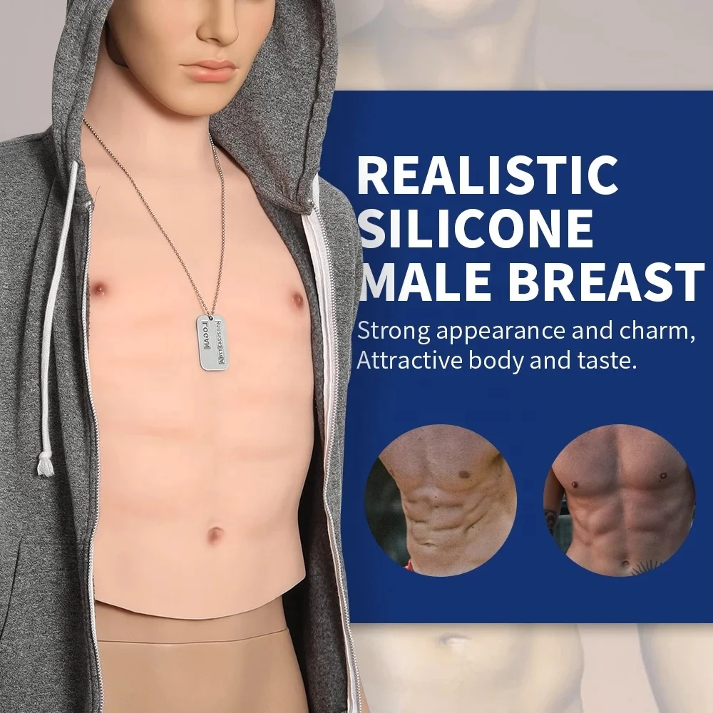 Crossdresser cosplay muscle body suit vest bodybuilder muscle suit realistic man abdominal muscle suit silicone