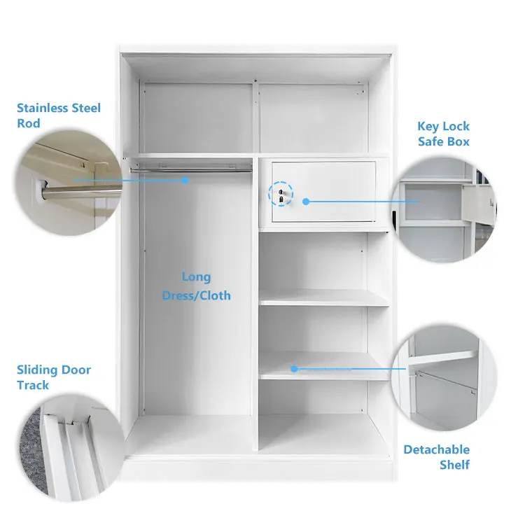 kids simple doors iron printed furniture mirror modern lightweight steel cabinet designs closet clothes bedroom metal wardrobe