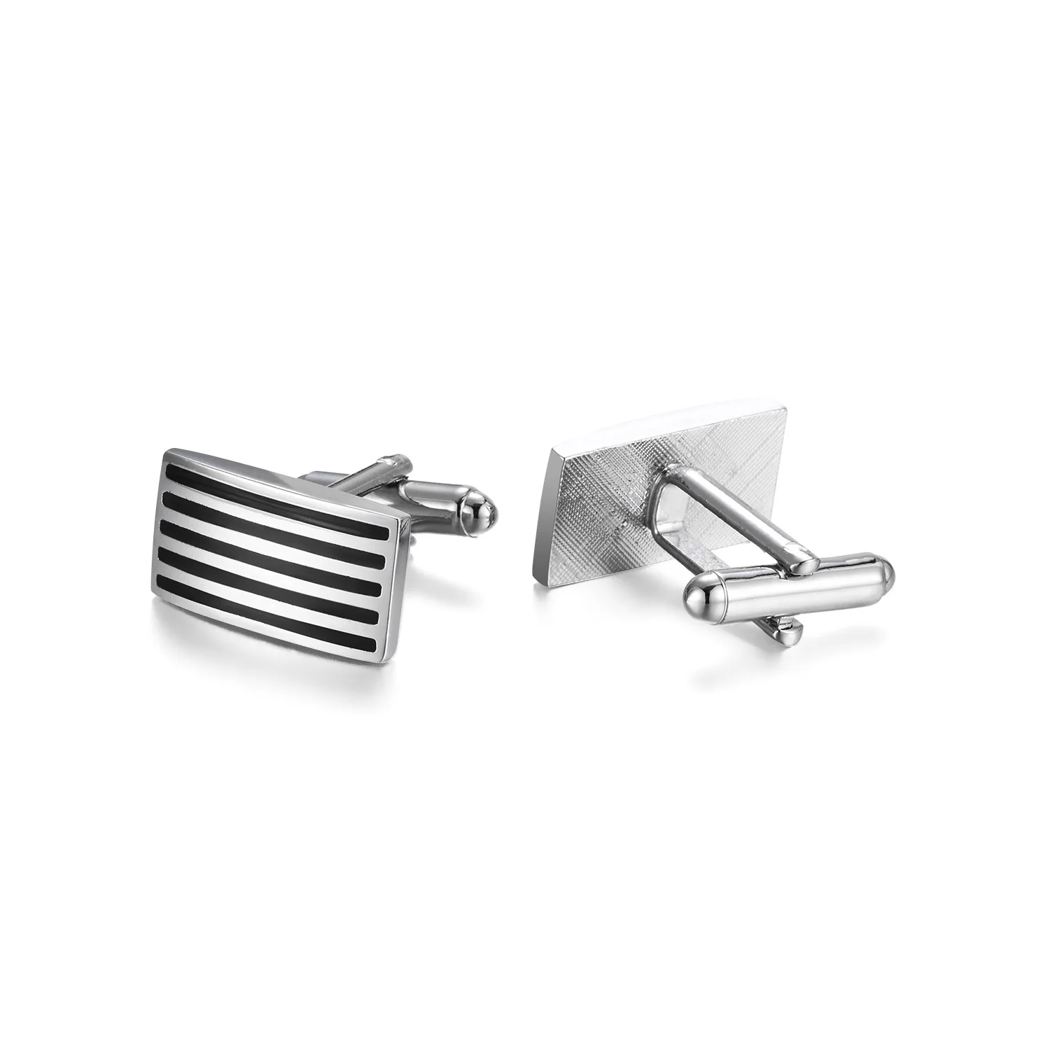Wholesale Mens Simple Blank Black Cufflinks  Business Silver Shirt Cufflink Blank For Men