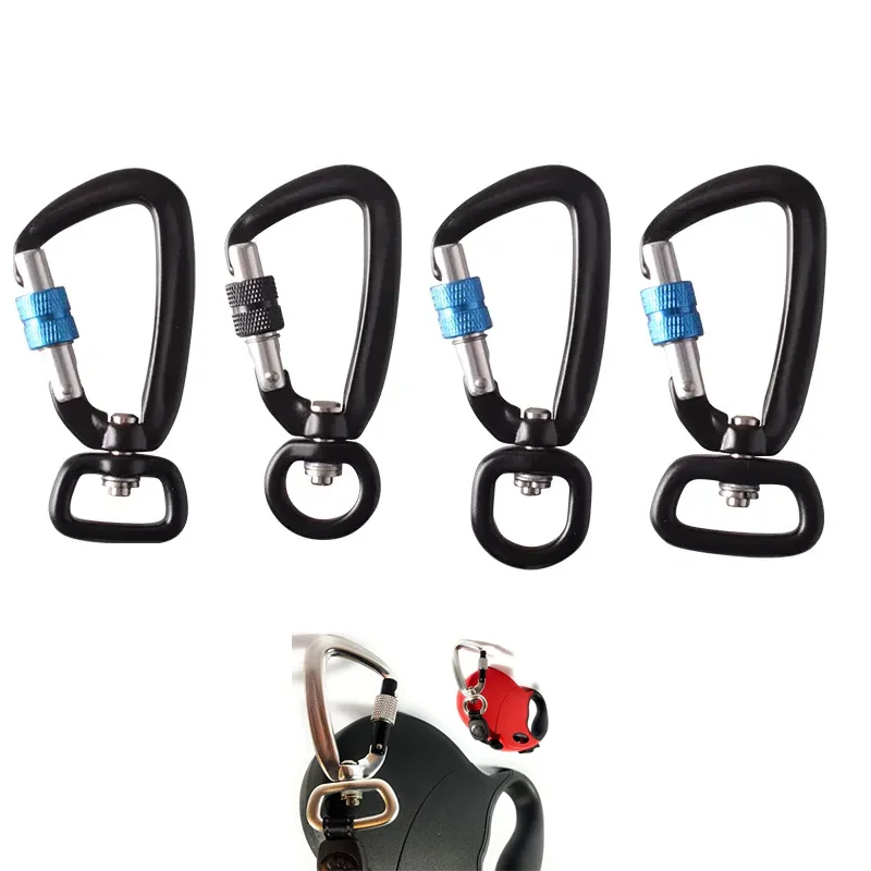 colorful engrave screw locking aluminum swivel carabiner hook rope dog leash snap carabiner swivel