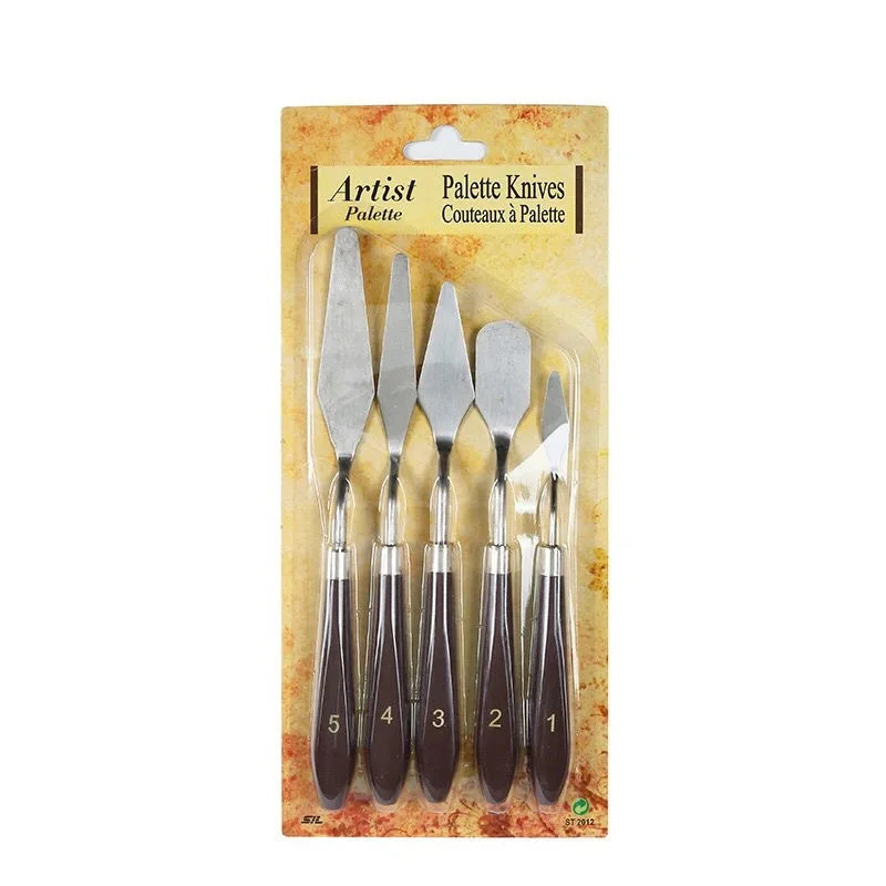 5 Piece Palette Knife Set Stainless Steel Spatula Palette Knife Oil  Paint Metal Painting Knives for Cake Decoration, Painting