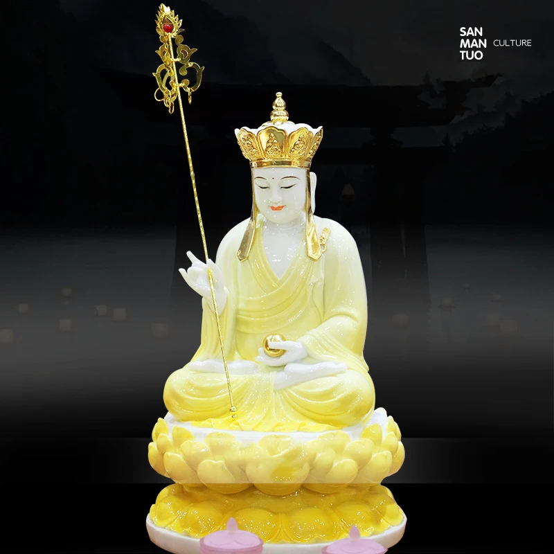 White marble  yellow glaze Avalokitesvara Bodhisattva  ornaments  Suwa  Three Saints  Guanyin Bodhisattva decoration crafts