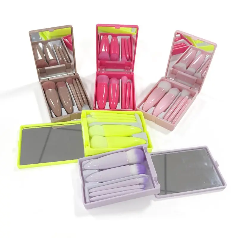 Wholesale 5Pcs Portable Travel Makeup Brushes Tool Set Custom Logo Cosmetic Powder Eye Shadow Foundation Blush Makeup Brush set