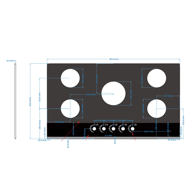 Factory direct price custom gas stove glass Free spare parts 4 burner gas stove glass