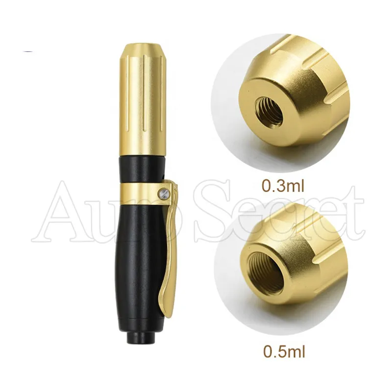 New adjustable needle free  hyaluronic gold pen 5ml for lip filler with mesotherapy ampoules