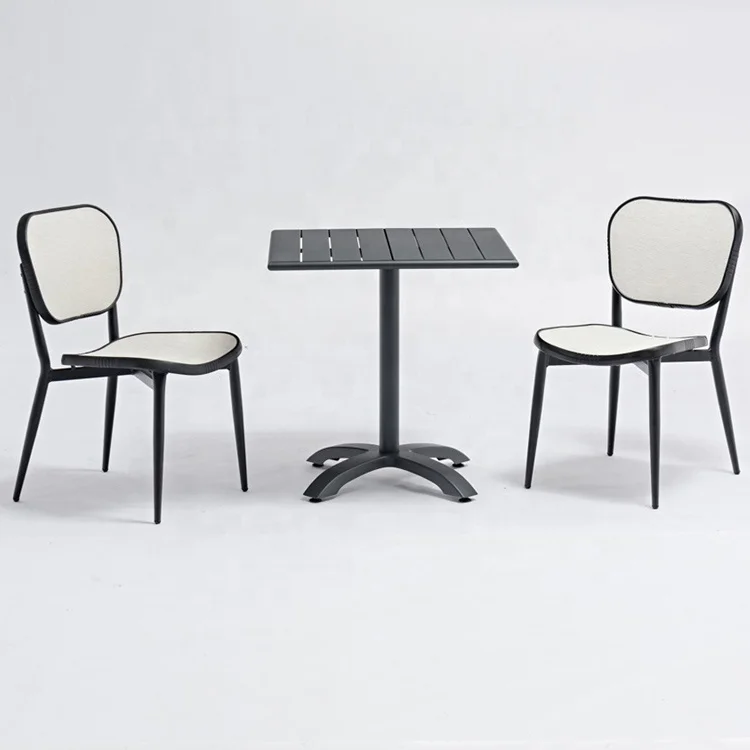 Factory Outdoor French Cafe Restaurant Square Aluminum Garden Bistro Table And Chairs