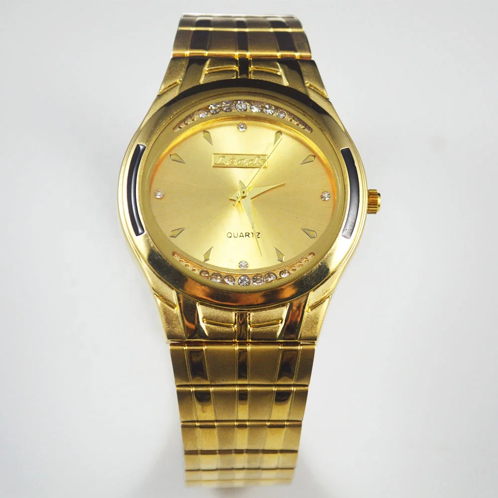 Fancy Mens Gold Round Shaped Watch Japan Original Quartz Wristwatch Gold Time Online Shopping