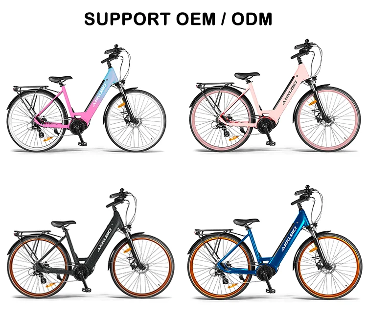 Akkubici OEM Kenda 700c tire ebike 36V 250W 25km/h Bafang M200 mid motor City Electric Bicycle for lady