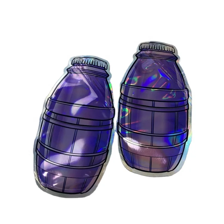 Free sample digital printing 3.5g smell proof die cut bags special shape round shape 7g 28g mylar bags