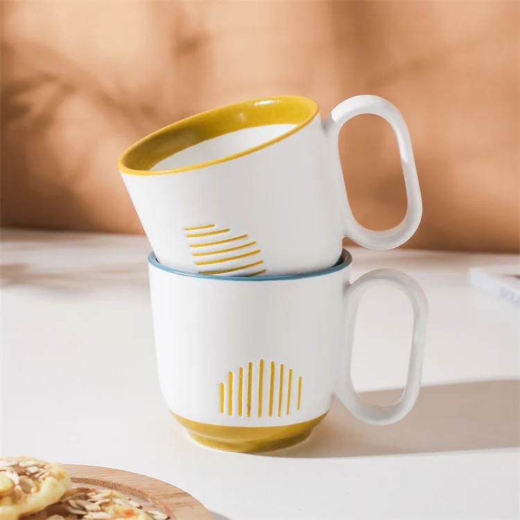 wholesale custom modern unique design korean taza ceramic coffee mug milk tea cup with handle