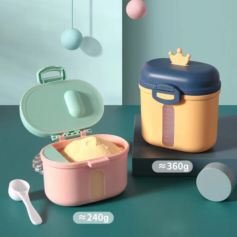 Bpa Free Small Transparent Plastic Baby Food Storage Formula Milk Powder Dispenser Box With Spoon