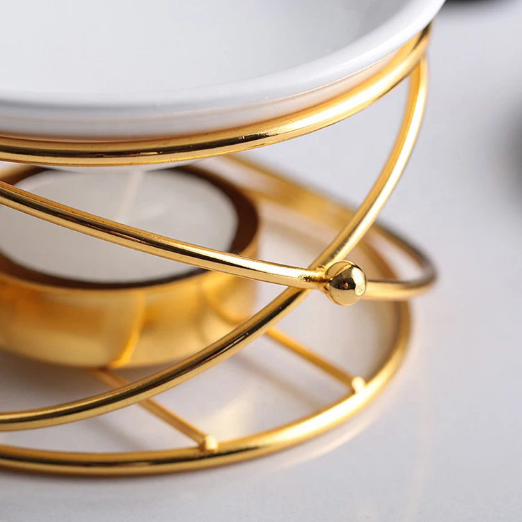 Wax Melt Candle Burner Diffuser Exquisite Gifts Ceramic Tray Plating Metal Oil Burners