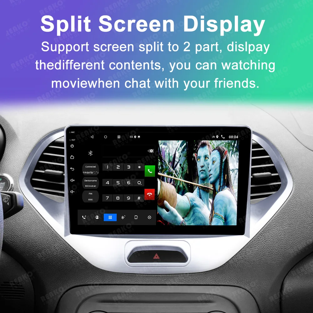Car Radio Stereo For Ford Figo 2015-2018 Android QLED ISP Screen 9 Inch 2 Din 8 Core 4G WiFi GPS FM BT Carplay Mirror Link HP