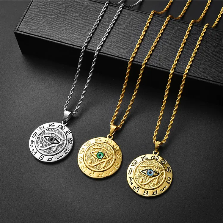 Custom Fashion Eye Of Horus Gold Plated Necklaces Sets Jewellery Statement Alloy Chain Men Necklaces Jewelry For Women