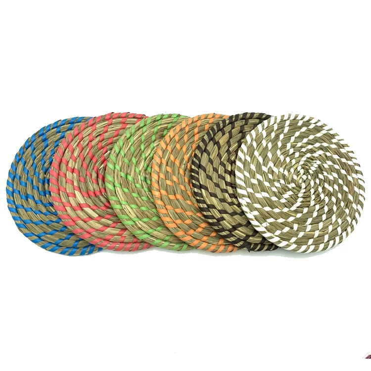 Custom Size Bamboo Everyday Handmade Table Dining Serving Plate Place Mat Straw Woven Round Rattan Natural Placemat Mats & Pads