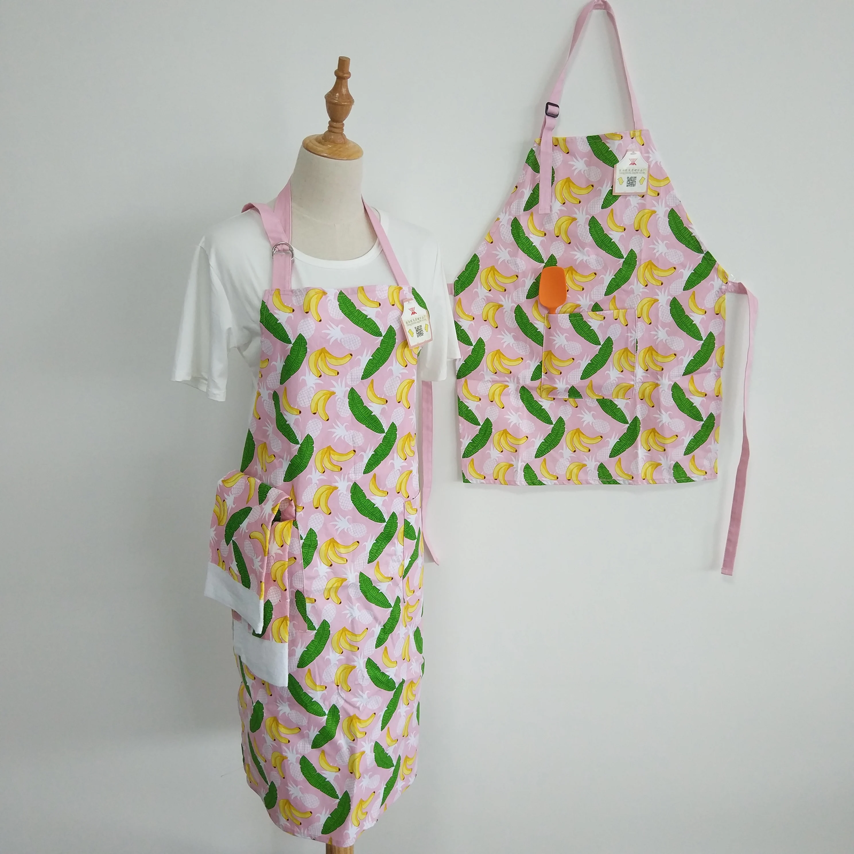 Custom logo pattern apron cotton kitchen apron parent-child cooking apron set for gift