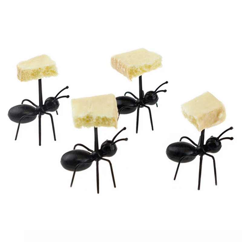 12Pcs/Set Creative Party Ants Toothpicks Industrious Ants Cake Dessert Tableware Dinner Fruit Food Picks Fork Cupcake Party Deco