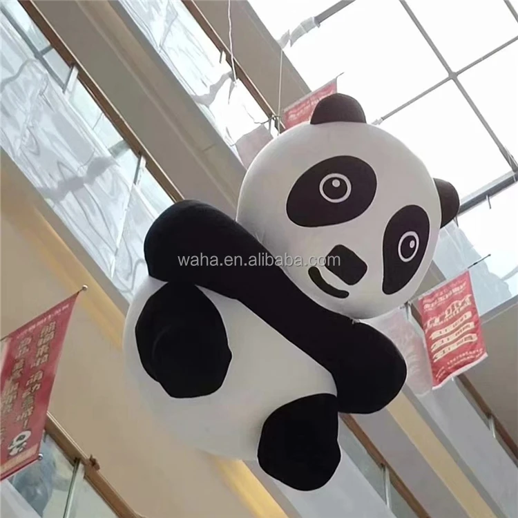 Giant Inflatable Panda Climb the Wall , Inflatable Panda Cartoon Mascot Balloon for Outdoor Event Advertising